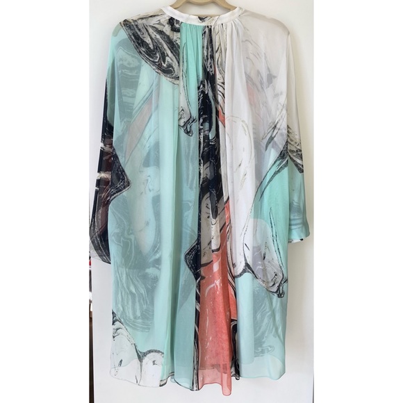 DVF fleurette silk chiffon marble dress - Picture 4 of 7